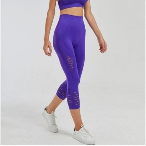 Gymshark Energy Seamless High Waist Purple Capri Leggings Tights Size Large? EUC - Picture 6 of 7